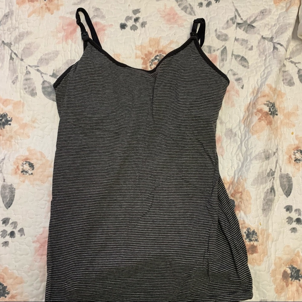Motherhood Maternity Striped Nursing Tank for Breastfeeding Moms